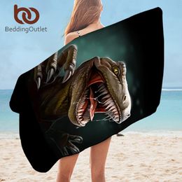 BeddingOutlet Dinosaur Bathroom Towel Jurassic Shower Towel for Boys 3D Animal Printed Yoga Mat Tyrannosaurus toalla 75cmx150cm Y200429