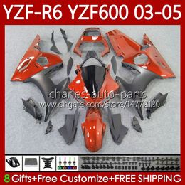 Motorcycle Fairings For YAMAHA YZF-R6 YZF600 YZF R 6 600 CC YZFR6 03 04 05 Bodywork 95No.127 YZF R6 600CC Dark Orange 2003 2004 2005 Cowling YZF-600 03-05 OEM Body Kit