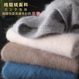 fashion men clothing mens 100% Mink Cashmere sweater pullover jumper V-neck man korean winter knitted warm thick wool 201203