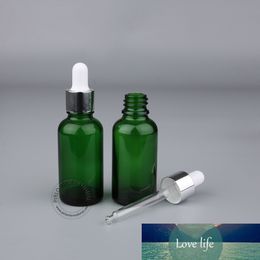 10pcs High Quality Makeup Tools 30ml Glass Essential Oil Bottles, 30cc/1oz Green Cylindrical Dropper Glassware, Free Shipping