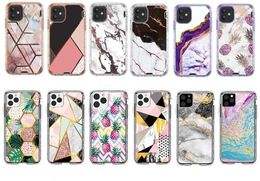 New for Iphone15 14 13 12 pro max mini 6.5 Samsung S21 11 Case Marble 3 in1 Heavy Duty Shockproof Full Body Protection Cover For Note 20 S20 note 10