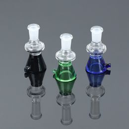 Newest Colourful Handle Thick Glass Herb Tobacco Oil Rigs Wig Wag Philtre 14MM 18MM Female Interface Joint Waterpipe Hookah Bong Bowl DHL Free