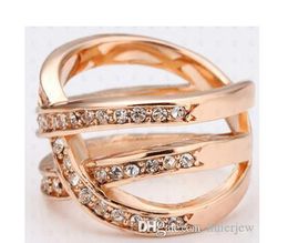 Anelli Fasce splendidamente in oro rosa Vestono anelli in argento con fidanzamento con diamanti in oro 18 carati Anelli con diamanti massonici alla moda