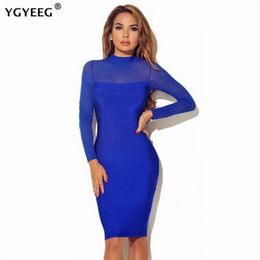 YGYEEG New Fashion Women Bodycon Dess Elegant Mesh Sheer Long Sleeve Slim Stretch Ladies Dresses Party Club Vestidos Streetwear1