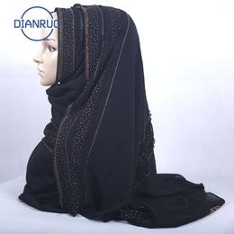 -Sciarpe Dianruo Moda Gorgeous Glitters Turchia Hijab Musulmano Chiffon Sciarpa Messo su Scialle Copricapo Pull Head Islamic Head Wrap R4921