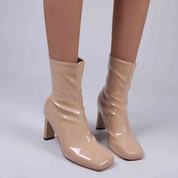 Boot 2022 Winter Fashion Women High Heel Ankle Boots Solid Colour Concise Shoes Sexy Booty for Ladies Customised Botas De Mujer 2