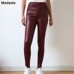 Women Leggings Pants Red Black Silver Bodycon Woman Trousers Sexy Slim High Spandex Waist Push Up Womens 211221