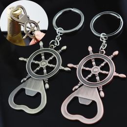 Rudder Keychain Vintage Beer Bottle Opener Key Ring Holder Zinc Alloy Keyring Fashion Jewellery Women Men Souvenirs Gifts