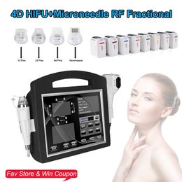 2 IN 1 RF Fractional Microneedle RF Radio Frequency Skin Tighten 4D HIFU Smas Lifting Face Lift And Body Slimming Machine kmslaser