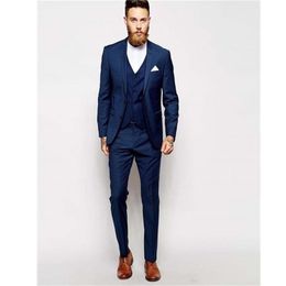 Elegant Slim Fitted Custom Men Formal Business Suits Blazer Grooms Wedding Tuxedos Notched Lapel (Jacket+Pants+Vest) 201106