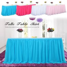 Table Cloth Wedding Decoration Tulle Skirt Solid Colour Tableware For Rectangle Round Party Birthday Festival LAD1