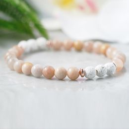 MG1056 Natural 6 mm Sunstone Diffuser Bracelet Aromatherapy Bracelet Essential Oil Jewelry Peach Gemstone Protection Bracelet