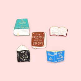 Books with Funny Banner Enamel Lapel Pins Living Guide Fun Brooches Badges Fashion Pin Gifts for Friends