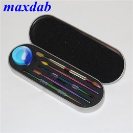 Rainbow Stainless Steel Wax Dabber Tools For Silicone hand pipe tobacco pipe Dry Herb Wax Atomizer Vaporizer E Cigarette starter Kit