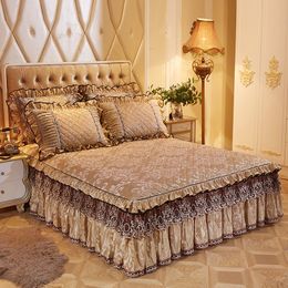 160X200cm Fleece Quilted Bedspread Bedskirt Twin Queen King size Bed sets Bedsheet Bed cover parure de lit adulte ropa de cama Y200111