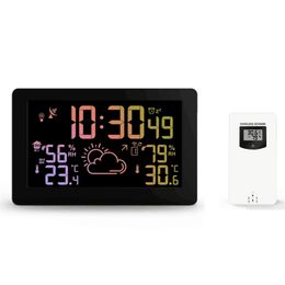 Protmex PT3378A Wireless Weather Station Temperature Humidity Sensor Colourful LCD Display Weather Forecast RCC Clock In/Outdoor LJ201212