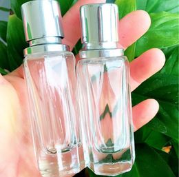 18ML Clear Glass Spray Perfume Bottle Transparent Portable Travel Refillable Cosmetics Empty Mini Bottle Silver Color Spray Head SN5004