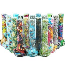 2022 new 13.5" bongs Glow in the dark beaker bong Glass Bongs silicone Heady Pipes shisha hookah Dab Rig Tobacco water pipe vase with