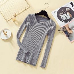 Pullover Knit Sweater Women Winter Clothes Women Jumper V Neck Soft Rib Knitted Winter Tops Knitwear Pull Femme Sweaters 200924