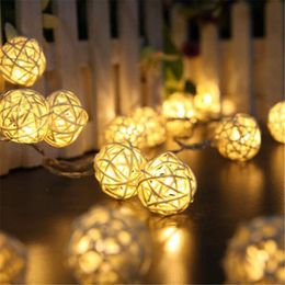 LED String Lights Rattan Ball Garlands Holiday Wedding Party Decor LED String Christmas Fairy Light for Parties 1.5m/3m/6m/10m Y201020