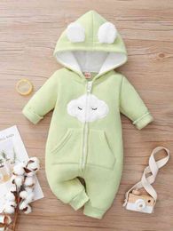 Baby 3D Ear Patched Zipper Front Hooded Jumpsuit SHE