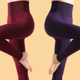 High Waist Winter Thick Women Leggings Keep Warm Pants Casual Slimming Good Elastic Female Warm Velvet Body Shaper Leggings LJ201104