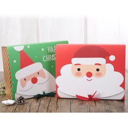 Christmas Gift Box Sweets Packaging Cookie Paper Boxes With Bow Santa Claus Decoration Wrapping Candy For Kids Party DHL Free