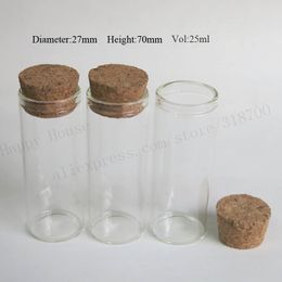 30 x 25ml Clear Glass Container with Wooden Cork 25cc Stoppered Tubes for Jewelry Flower Bean Gifts Use Sample Vials