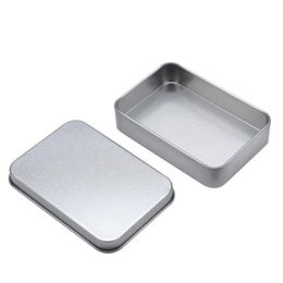 Plain silver tin box 88mm*60mm*18mm rectangle tea candy business card usb storage boxes case sundry organizer LX3975