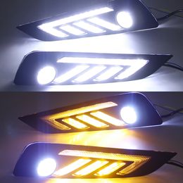 2PCS Car LED DRL Daytime Running Lights White Yellow Blue Running Turn signal for MG6 MG 6 2017 2018 2019 Fog Lamp Covers