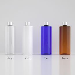 12pcs 500ml empty transparent white blue brown plastic PET bottle Cosmetic container silver collar cap Liquid plug