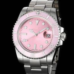 Wholesale Master design automatic mechanical watch, 2021 hot ceramic pink, large window calendar, folding buckle, sapphire glass, star business handbag