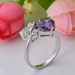 Wedding Rings 925 Sterling Heart-shaped CZ Ring Gemstone Rings