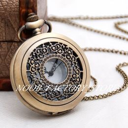 New Quartz Vintage Large Broken Flower New Fashion Pocket Watch Necklace Vintage Jewelry Sweater Chain Fashion Watch Copper Color Stainless