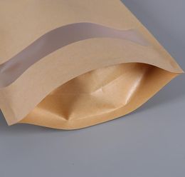 2022 new 10*15cm 100pcs kraft paper standing bag with window envelope shopping bag with ziplock, coffee bean pouch