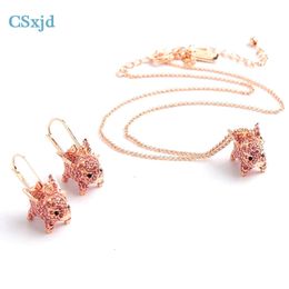 CSXjd High Quality copper Cute mini flying pig necklace Rhinestones Luxury Women fashion necklace Jewellery Y1220