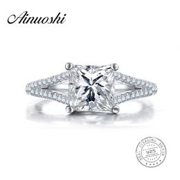 AINUOSHI Princess Cut Engagement 925 Sterling Silver 1.5 Carat luxury Lovers Wedding SONA Women Bridal Band Ring Y200107