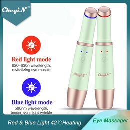 CkeyiN GREEN Ionic Eye Massager Wand Pen Heated Vibration Massage Relief Fatigue Dark Circles Puffiness Anti Aging Wrinkle51 220216