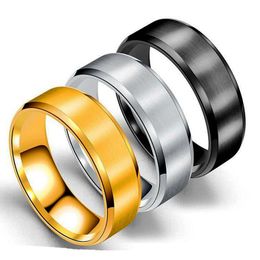 8mm Width Stainless Steel Gold Silver Plated Band Rings For Men Fashion Jewelry Party Club Decor Accessories