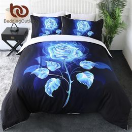 BeddingOutlet Blue Enchantress Bedding Set 3D Print Duvet Cover Set Colorful Roses Floral Bedclothes 3pcs Watercolor Quilt Cover 201114