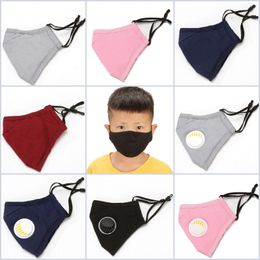 50pcs Dhl for Kids Washable Face Mask with Valve Cotton Cloth Pm2.5 Anti-haze Anti-dust Mask Non-woven Fabric Children Mask