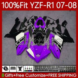 Injection Purple black mold Body For YAMAHA YZF R 1 1000 CC YZF1000 YZF-R1 2007 2008 MOTO Bodywork 91No.113 YZF R1 1000CC YZF-1000 2007-2008 YZFR1 07 08 OEM Fairing 100%Fit
