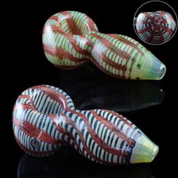 Latest Colorful Feathered Pyrex Thick Glass Smoking Tube Handpipe Portable Handmade Dry Herb Tobacco Oil Rigs Filter Bong Hand Pipes DHL