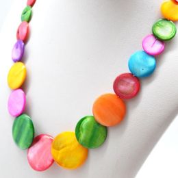 Rainbow Necklace Smooth Shell Material Colour Painting 4 Colour Lobster Clasp Women's Long Necklace Length 24.5 Cm Jewellery
