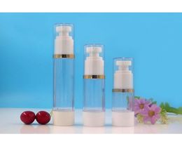 30ml round head plastic airless bottle gold line essence serum/lotion/emulsion liquid foundation skin care cosmetic packing
