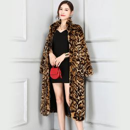 Nerazzurri High Quality Europe Fashion X-Long Faux Fur Leopard Coat Women Long Sleeve Female Winter Overcoat Plus Size 5XL 6XL 201212