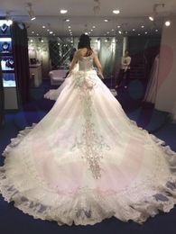 2021 Beading Dresses V Neck Sleeveless Chapel Train Lace Up Back Castle Wedding Bridal Gown Custom Made Vestido De Novia 403 403