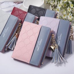 Hot Sale 2020 New Fashion Women Wallets For Woman Wallet Colour Tassel Heart Hasp Zipper Purse Card Holder Short Ladies Coin Purse