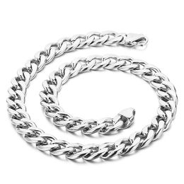 13mm 20 inch Cool XMAS Gifts stainless steel Cuban curb Link chain Necklace collarbone chain necklace silver gold black Mens Jewellery