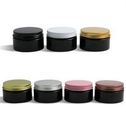 30 x 100g Travel Empty Black Cream Cosmetic Jar 100cc PET Conatiner Make Up Tools Aluminium Lid Heavy Wall